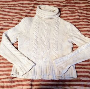 White Cable Merino Wool Sweater